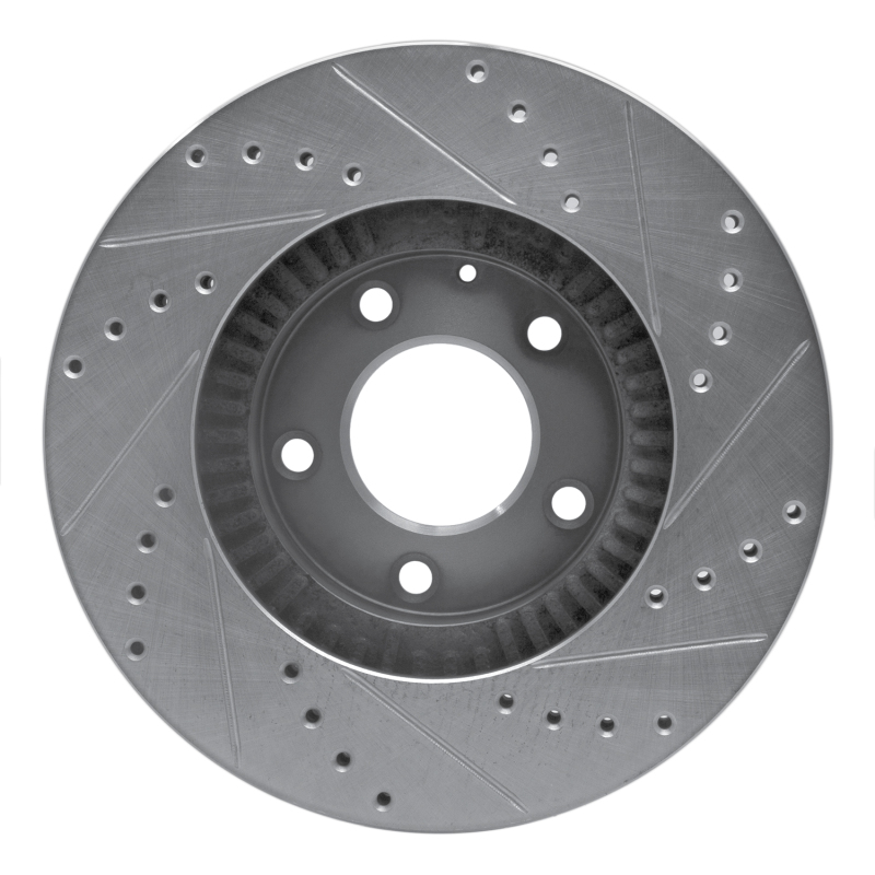 Mazda Millenia Brake Rotor (1) - Front Left - R1 Concepts - Drilled & Slotted - Silver - `01-`02